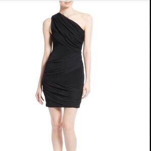 Alice + Olivia Black One-Shoulder Mini Dress